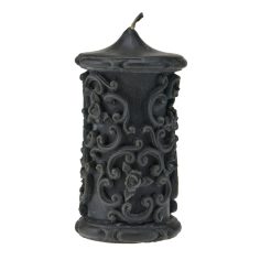 Zierkerze m. Röschen schwarz