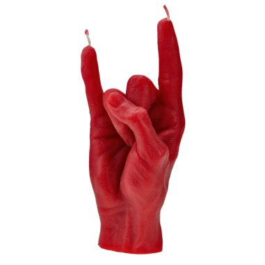 Hand Kerze Rockergruß rot